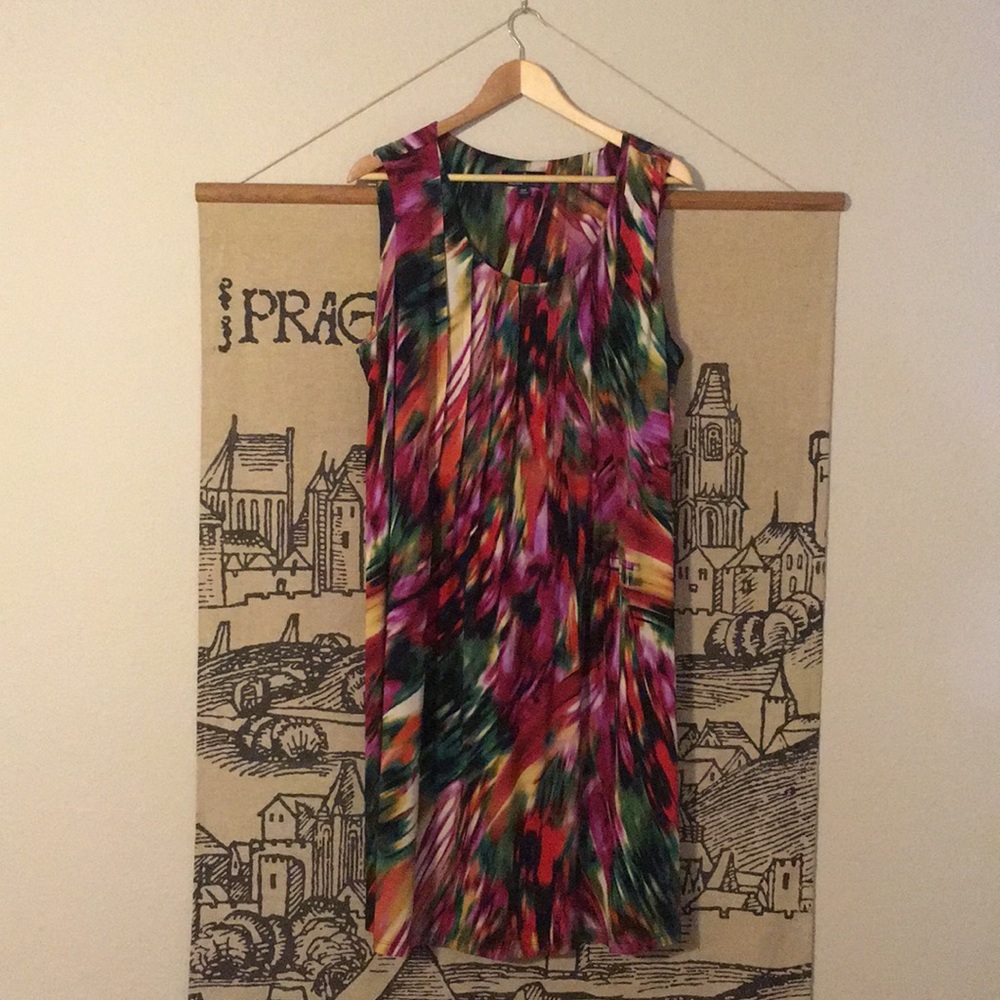 Colorful scoop neck plus size dress